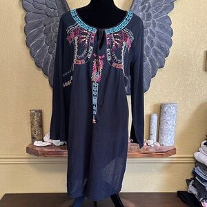 Old Navy Light Embroidered Black Dress